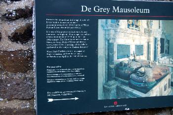 English Heritage sign regarding the de Grey Mausoleum